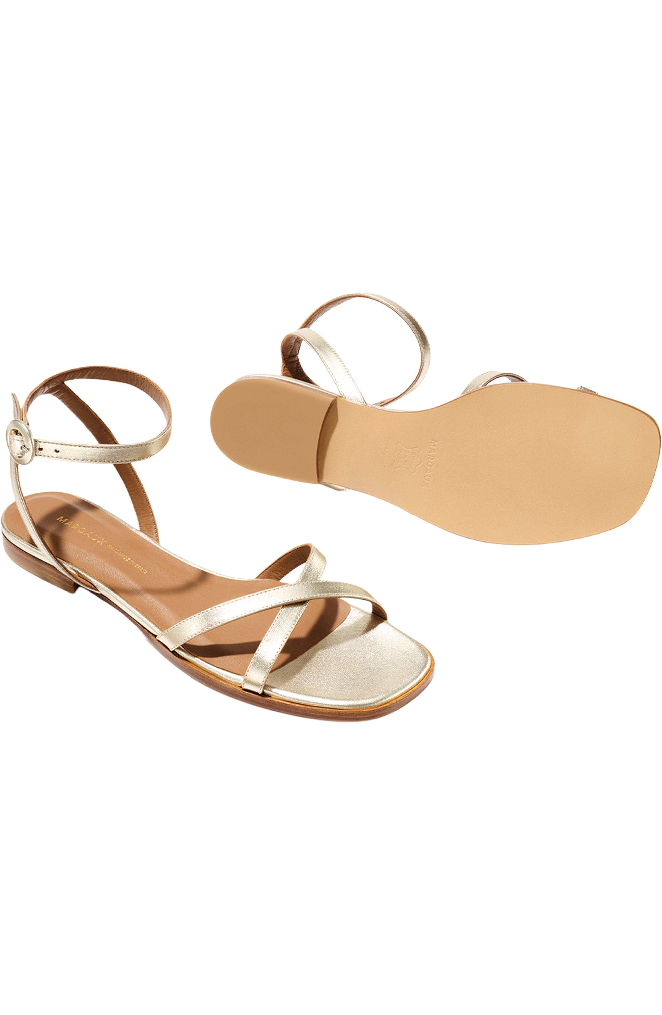 The Flat Sandal, Alternate, color, Champagne Nappa