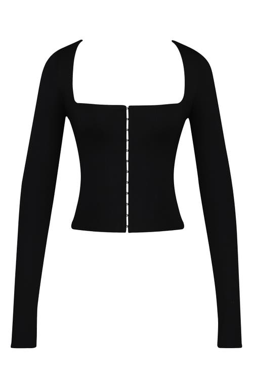 House Of Cb The Long Sleeve Balconette Corset Top In Black