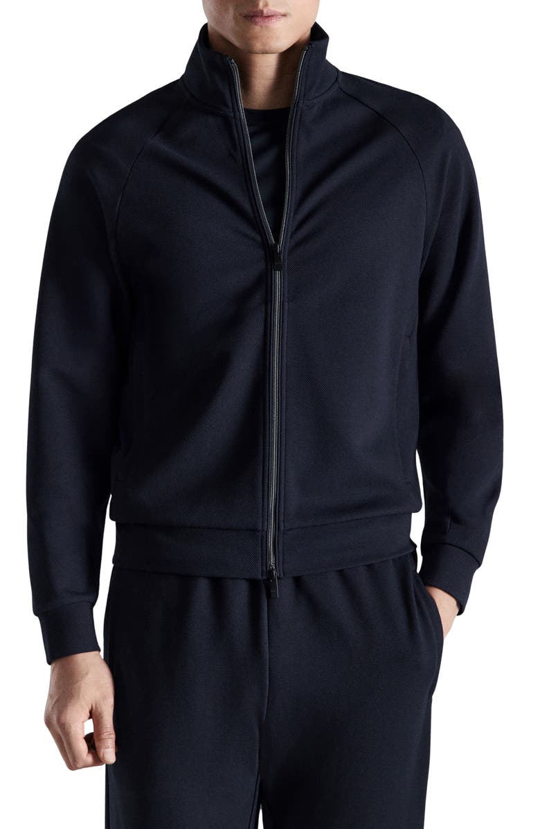MANGO Regular Fit Technical Zip Sweatshirt, Main, color, Navy