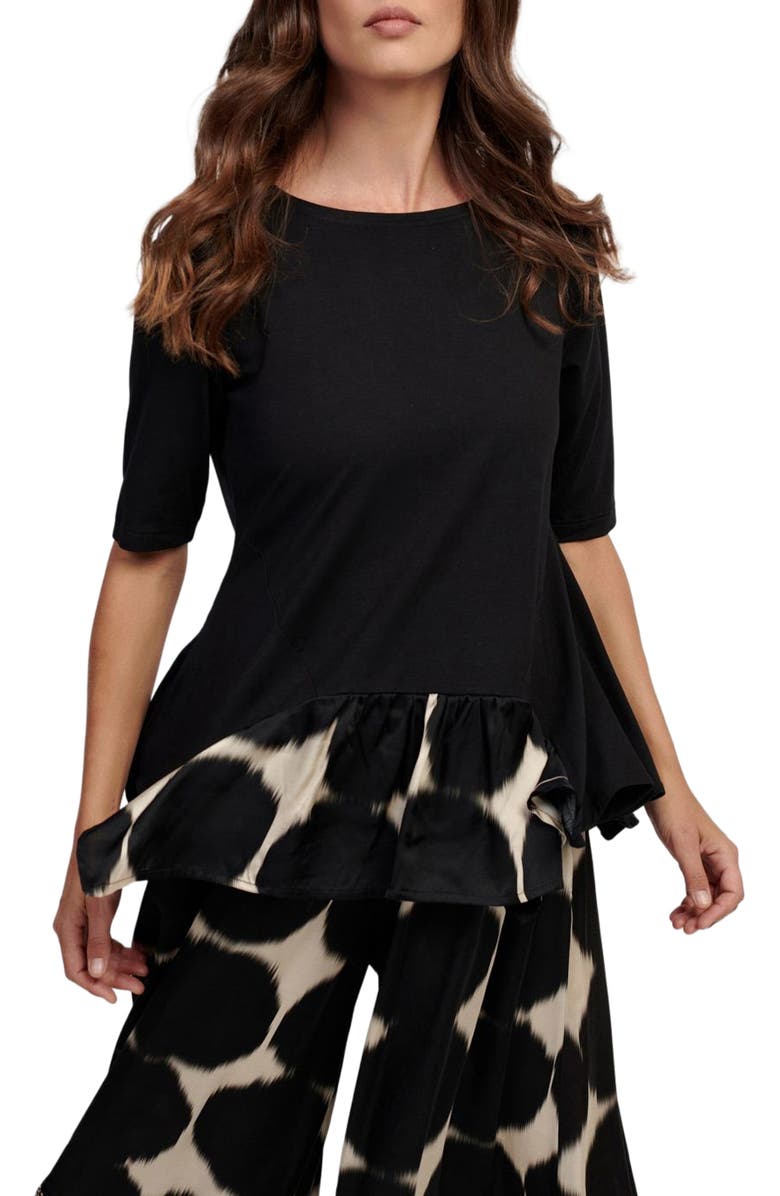 Alembika Serene print mixed media peplum top, Main, color, 