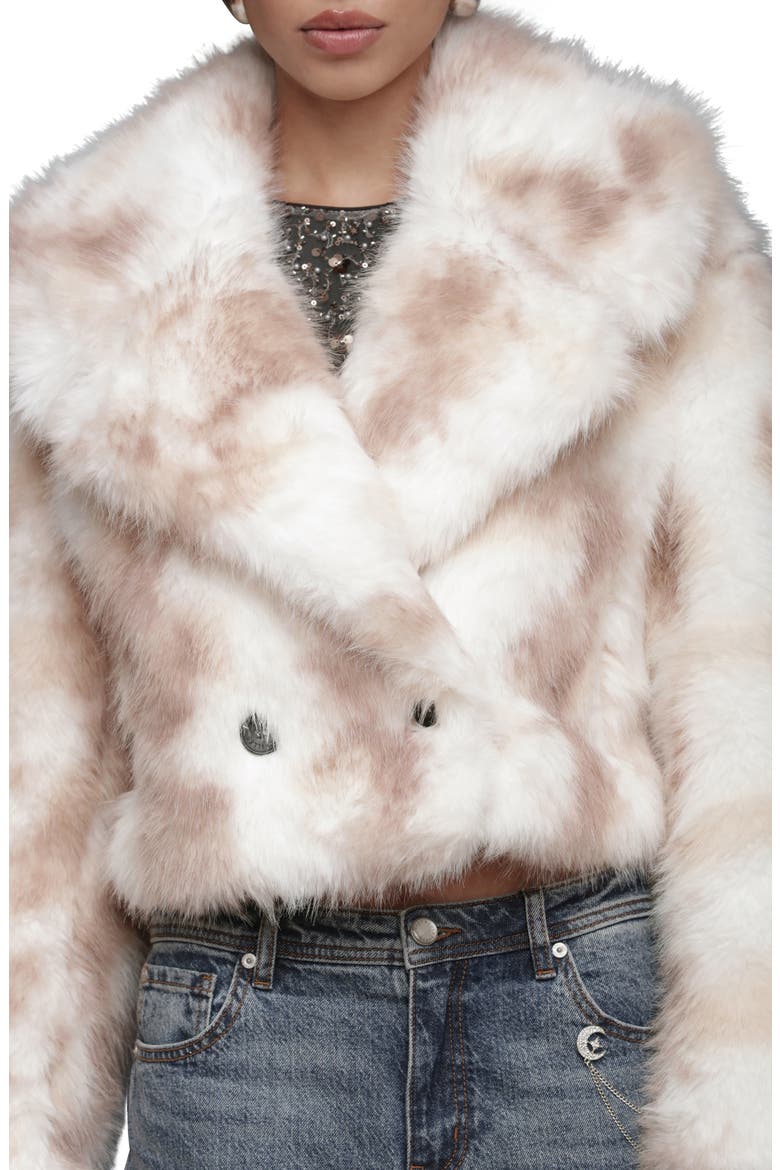 Stripe Faux Fur Crop Jacket, Alternate, color, CREAM-TAN