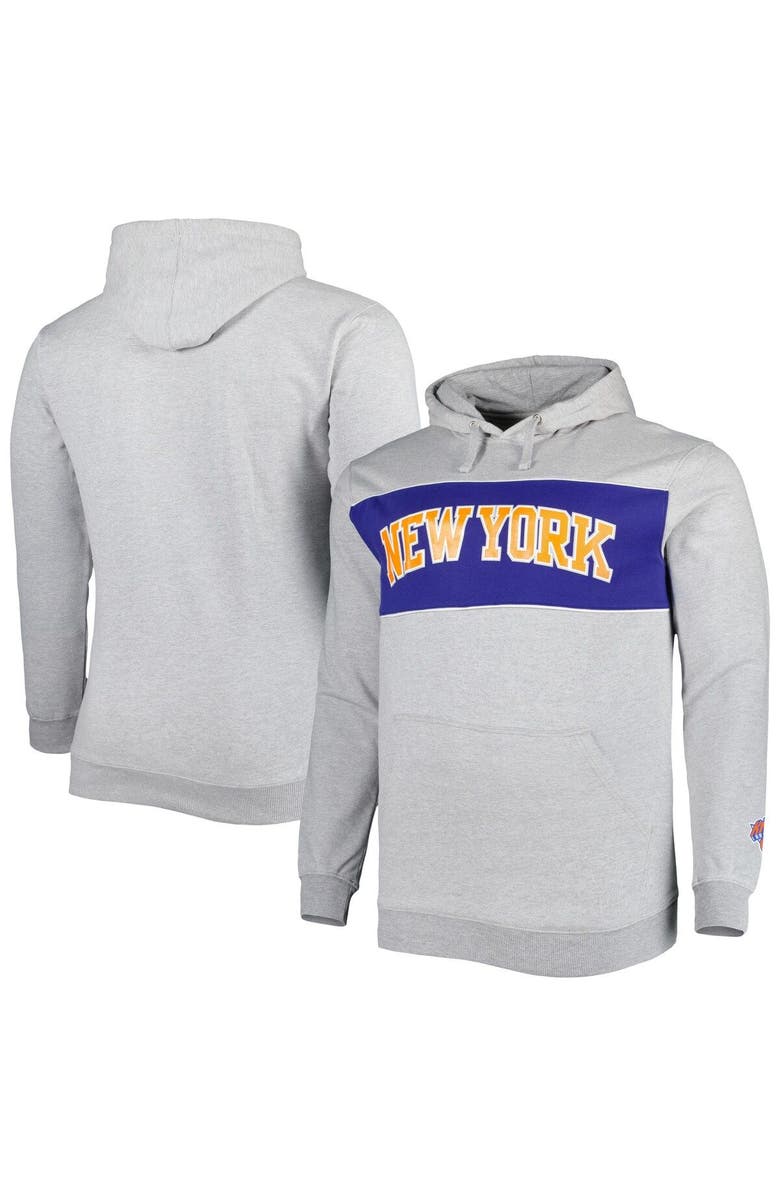 FANATICS Men's Fanatics Branded Heather Gray New York Knicks Big & Tall Wordmark Pullover Hoodie, Main, color, Heather Gray
