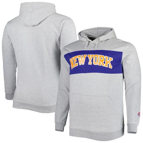 Men's Fanatics Branded Heather Gray New York Knicks Big & Tall Wordmark Pullover Hoodie