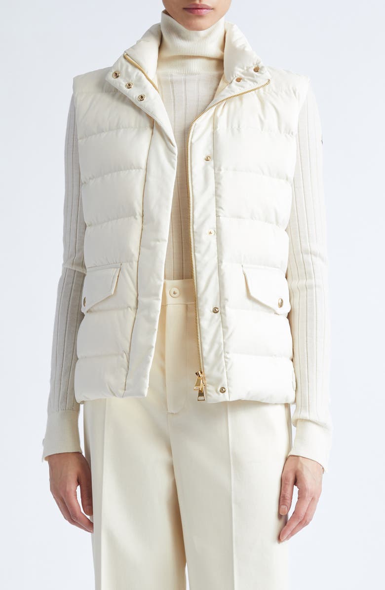 Moncler Besset Down Puffer Vest, Main, color, Pale Ivory