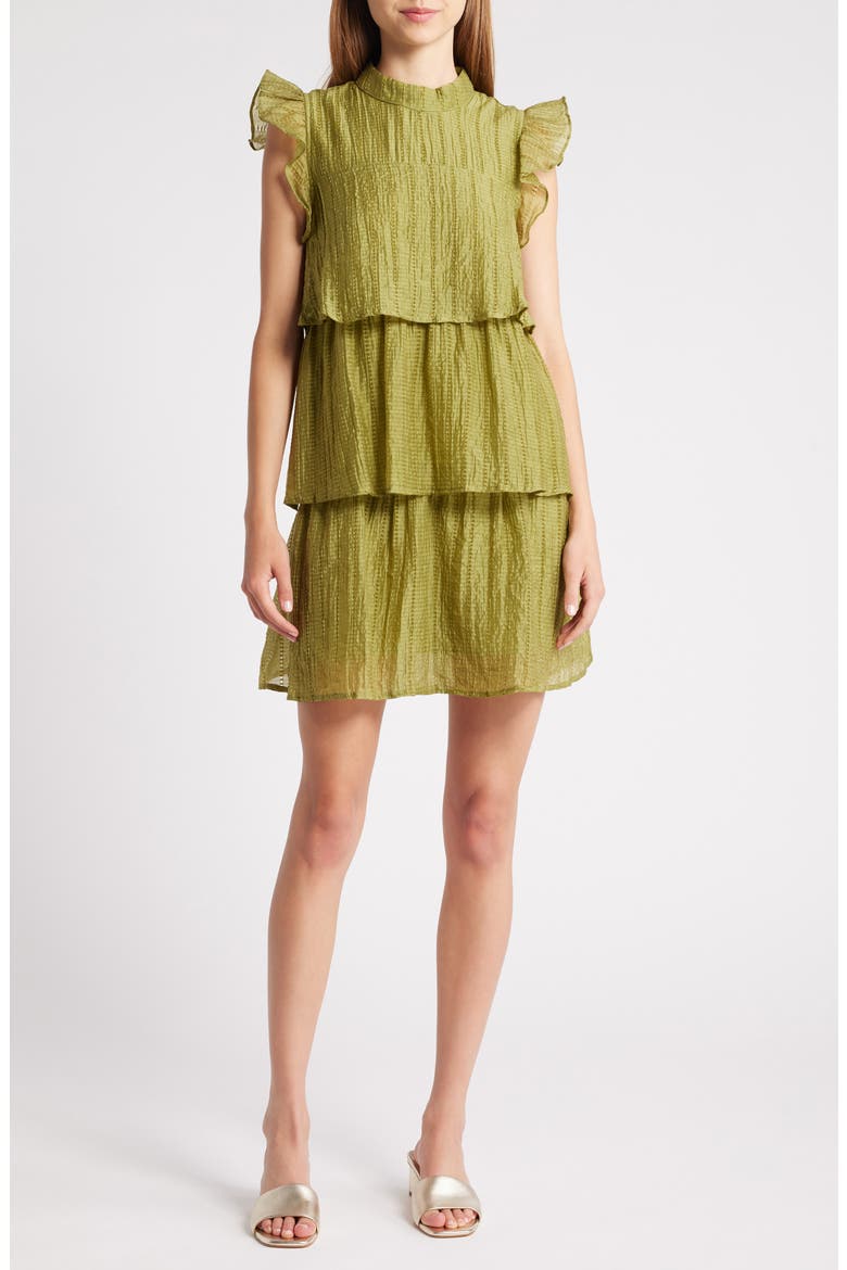 Ruffle Texture Minidress, Main, color, GREEN