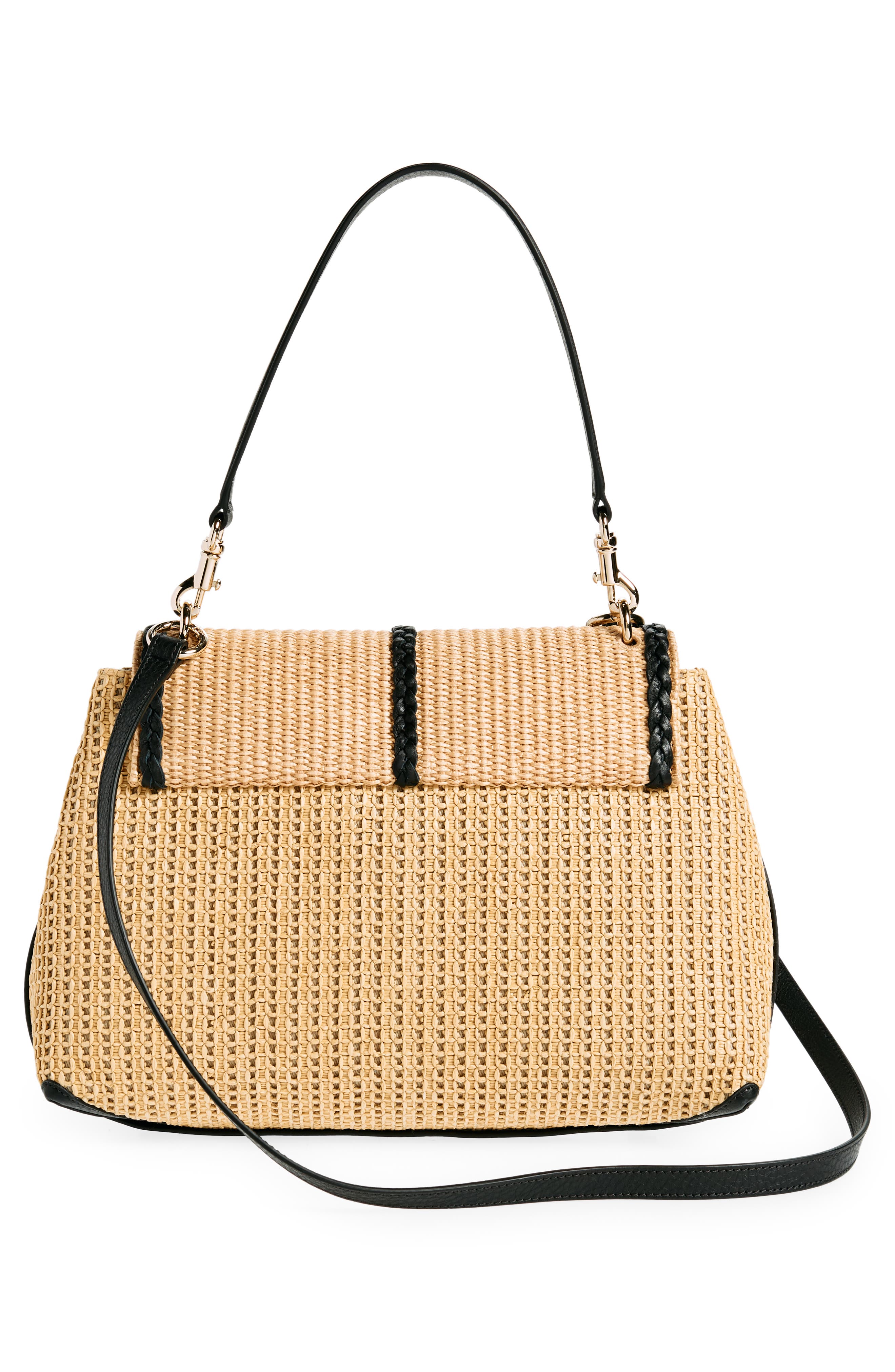 Chloé Medium Penelope Raffia & Leather Shoulder Bag, Alternate, color, 
