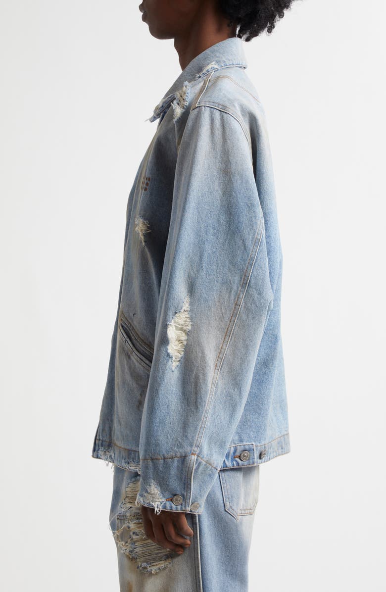 MM6 Maison Margiela Distressed Denim Chore Jacket, Alternate, color, Medium Blue