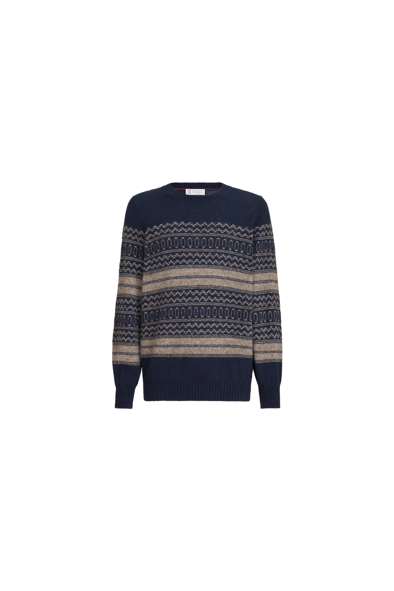 Alpaca, cashmere and wool nordic jacquard sweater, Alternate, color, Chestnut