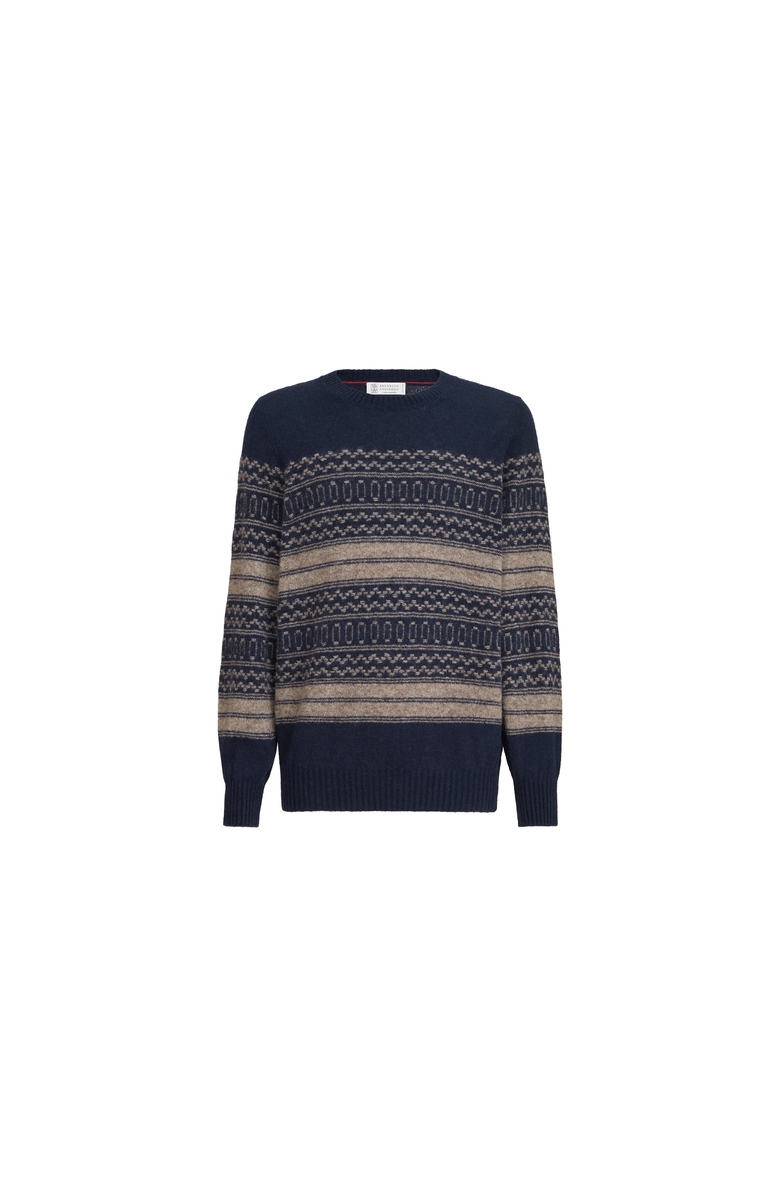 Brunello Cucinelli Alpaca, cashmere and wool nordic jacquard sweater, Alternate, color, Chestnut