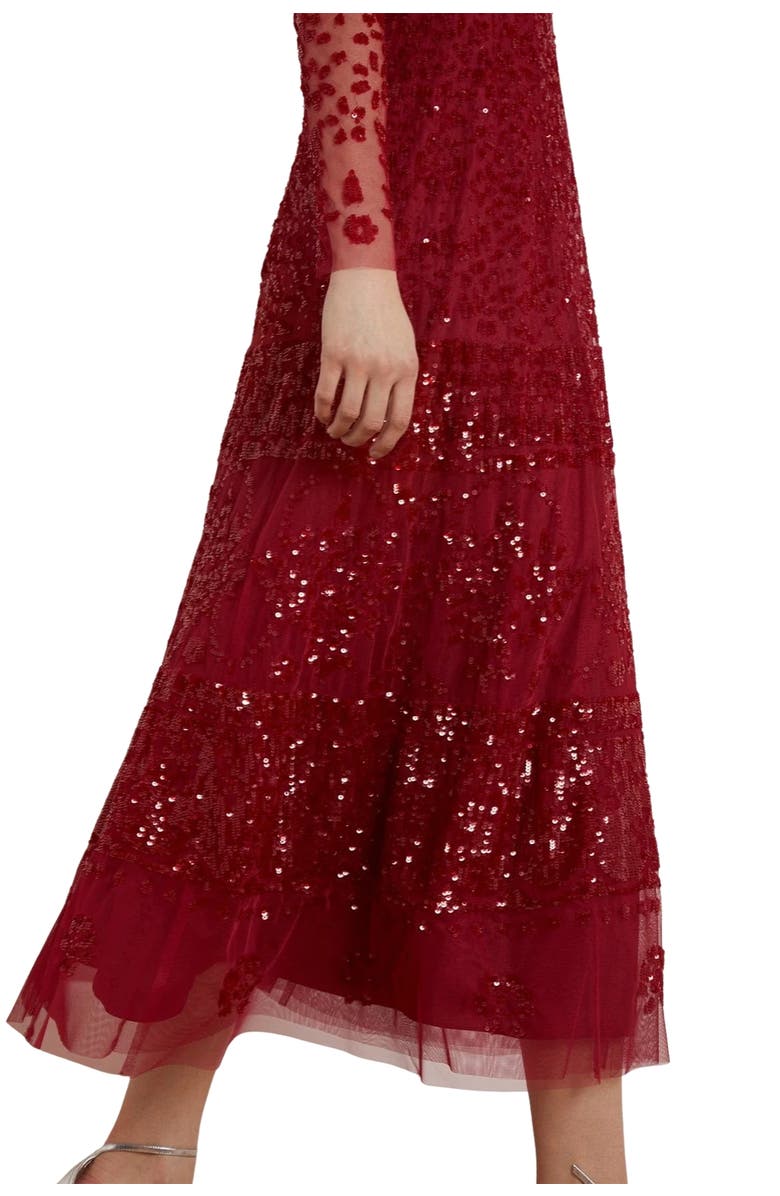 Needle & Thread Aurora Long Sleeve Ballerina Midi Dress, Alternate, color, Cherry Red