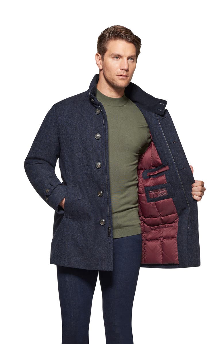Norwegian Wool Waterproof Herringbone Wool Blend Car Coat, Alternate, color, British Blue