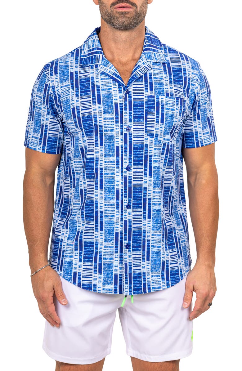 Maceoo Marthy Blue Camp Shirt, Main, color, 