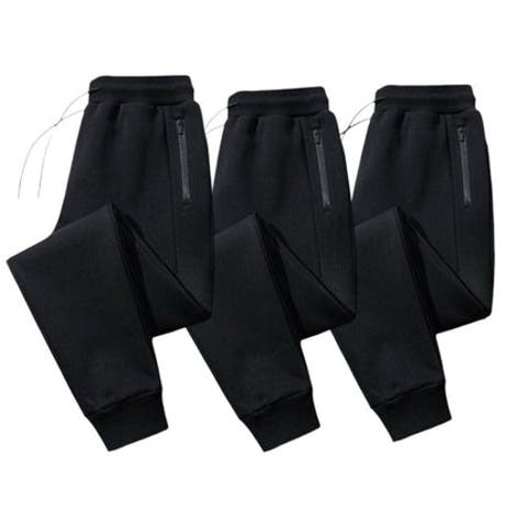 3 Pack Mens Ultra Soft Zipper PocketFleece Joggers