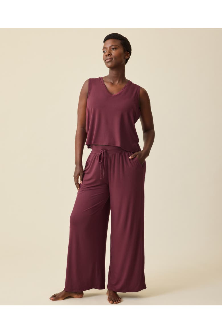 Aria Cropped V-Neck Tank, Alternate, color, Deep Burgundy