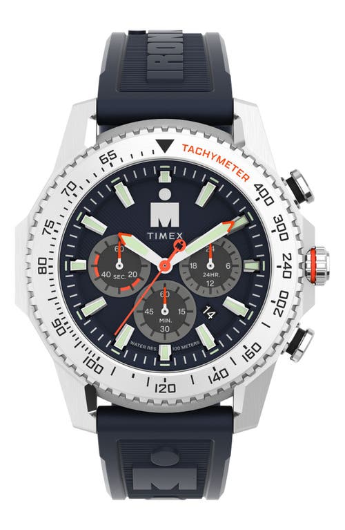 Timex® IRONMAN® Adrenaline PU Strap Chronograph Watch, 48mm in Blue at Nordstrom