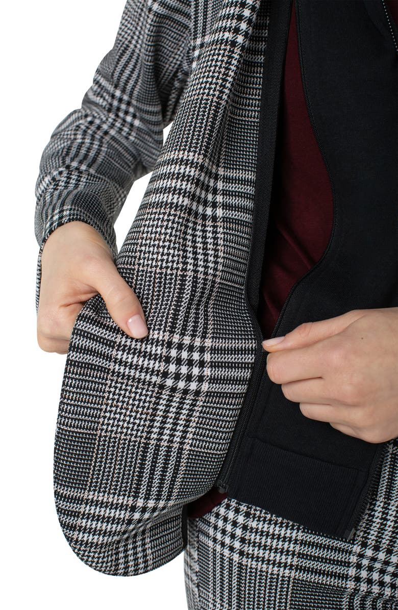 Liverpool Los Angeles Check Boyfriend Blazer with Removable Hoodie Insert, Alternate, color,