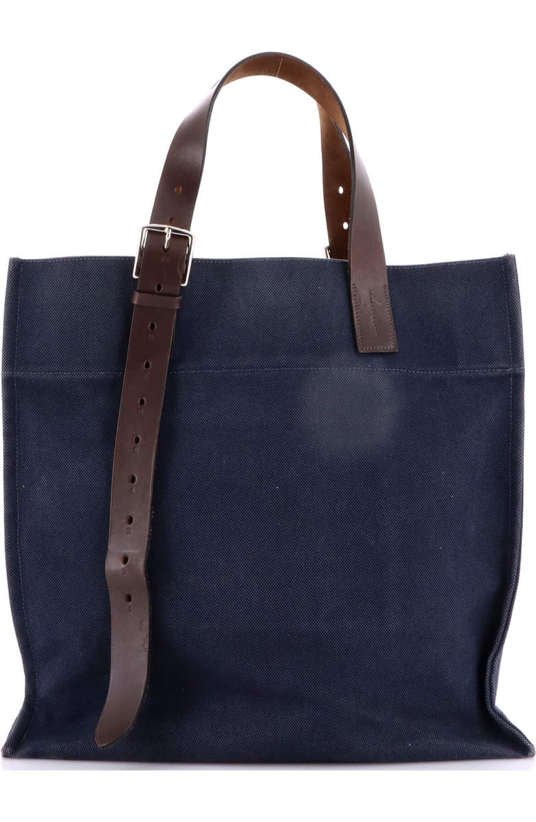 Pre-Owned Hermes Etriviere Shopping Tote Toile and Leather, Alternate, color, Blue