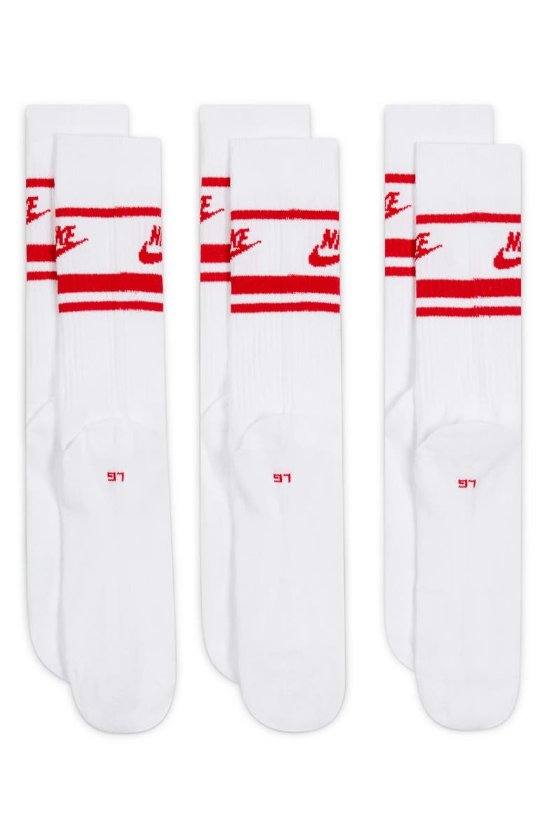 Nike 3-Pack Dri-FIT Everyday Essentials Crew Socks, Alternate, color, White/ University Red