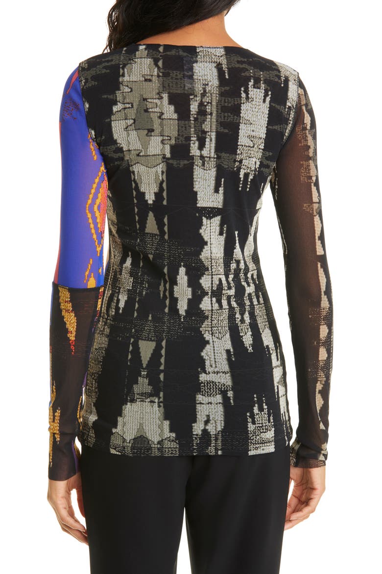 Ikat Print Mesh Knit Top, Alternate, color, PATCHWORK