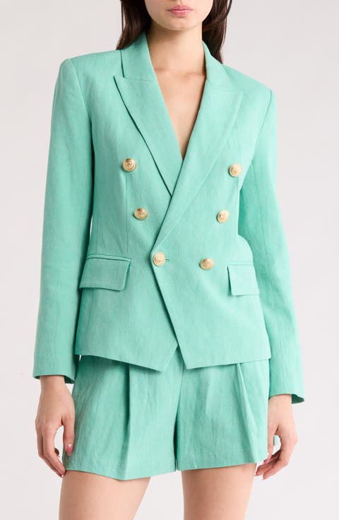 Kenzie Double Breasted Linen & Cotton Blazer
