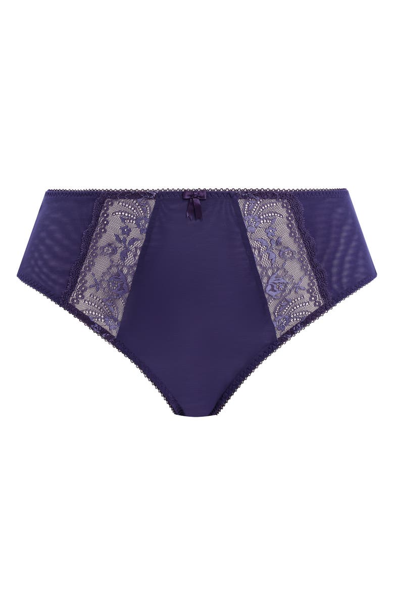 Elomi Morgan Embroidered Lace Inset High Leg Briefs, Alternate, color, Midnight