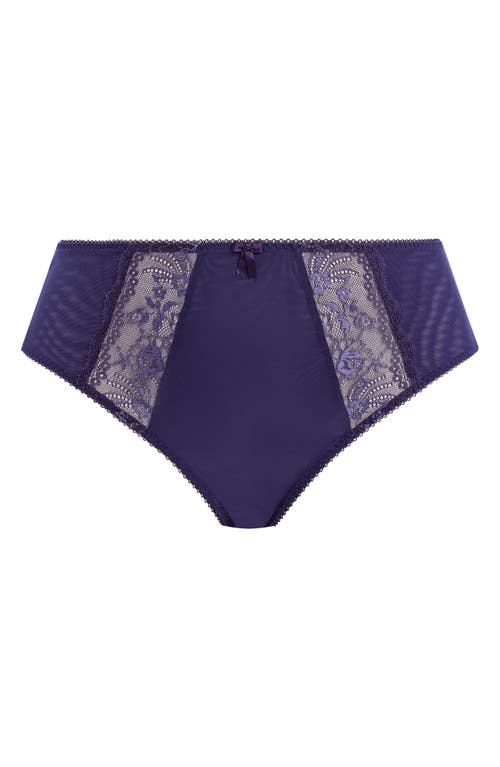 Elomi Morgan Embroidered Lace Inset High Leg Briefs In Midnight