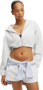 COTTON ON BODY Women's Active Plush Micro Cropped Zip Through