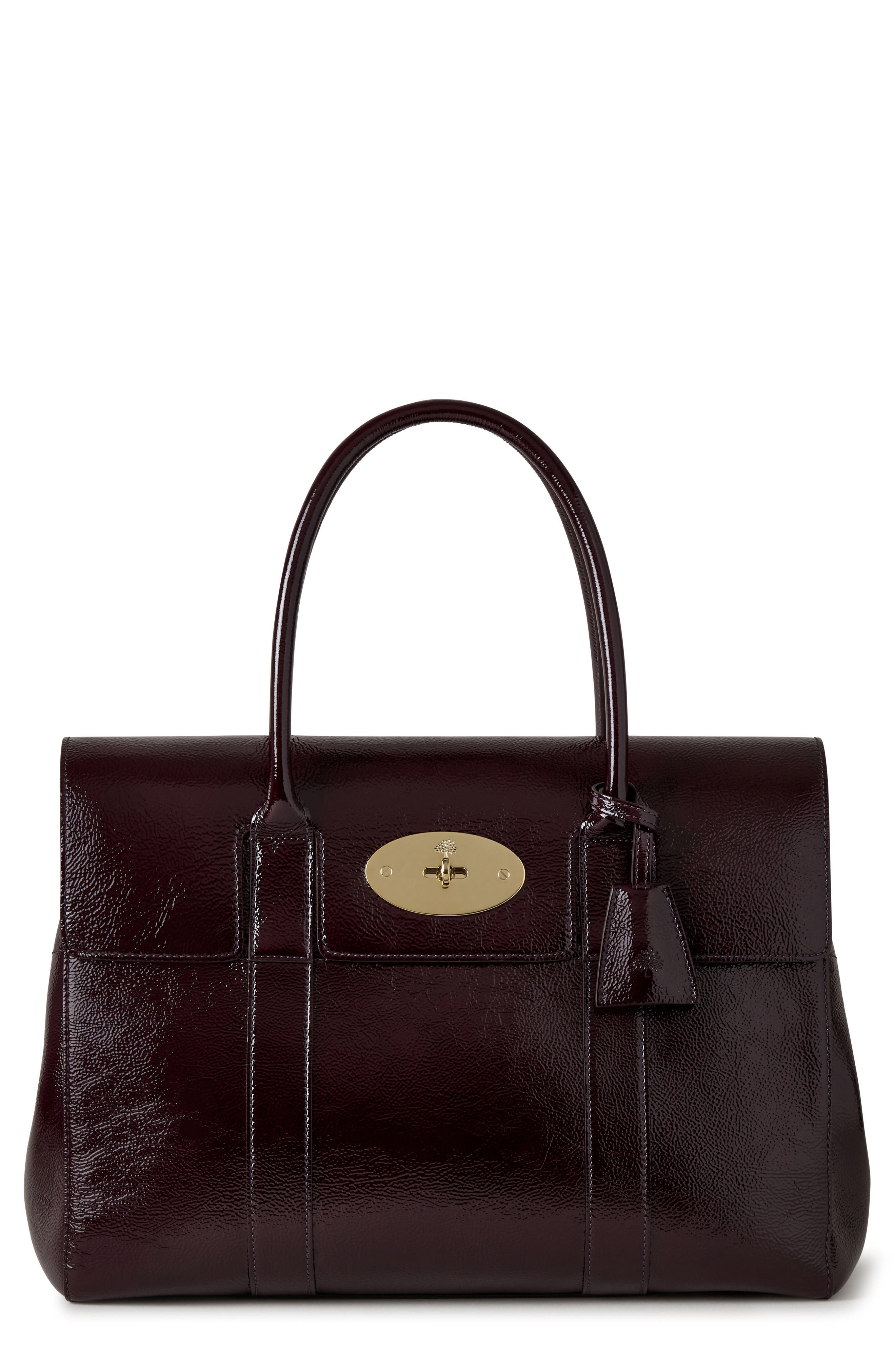 Mulberry Bayswater Patent Leather Handbag, Main, color, Deep Aubergine