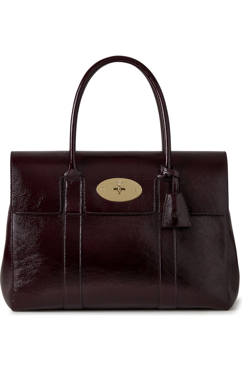 Mulberry Bayswater Patent Leather Handbag, Main, color, Deep Aubergine