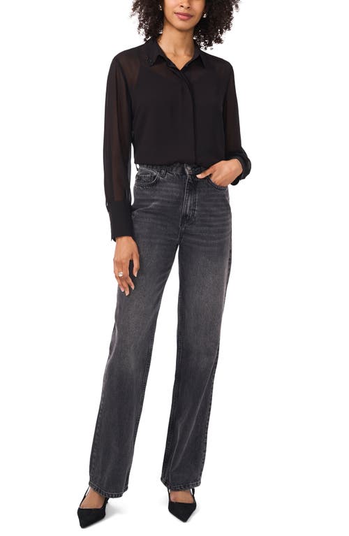 Vince Camuto Bead Detail Button-up Shirt In Black