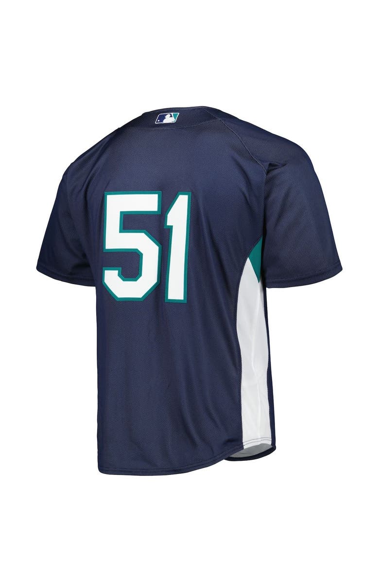 Mitchell & Ness Men's Mitchell & Ness Ichiro Suzuki Navy Seattle Mariners Cooperstown Collection Mesh Batting Practice Jersey, Alternate, color,