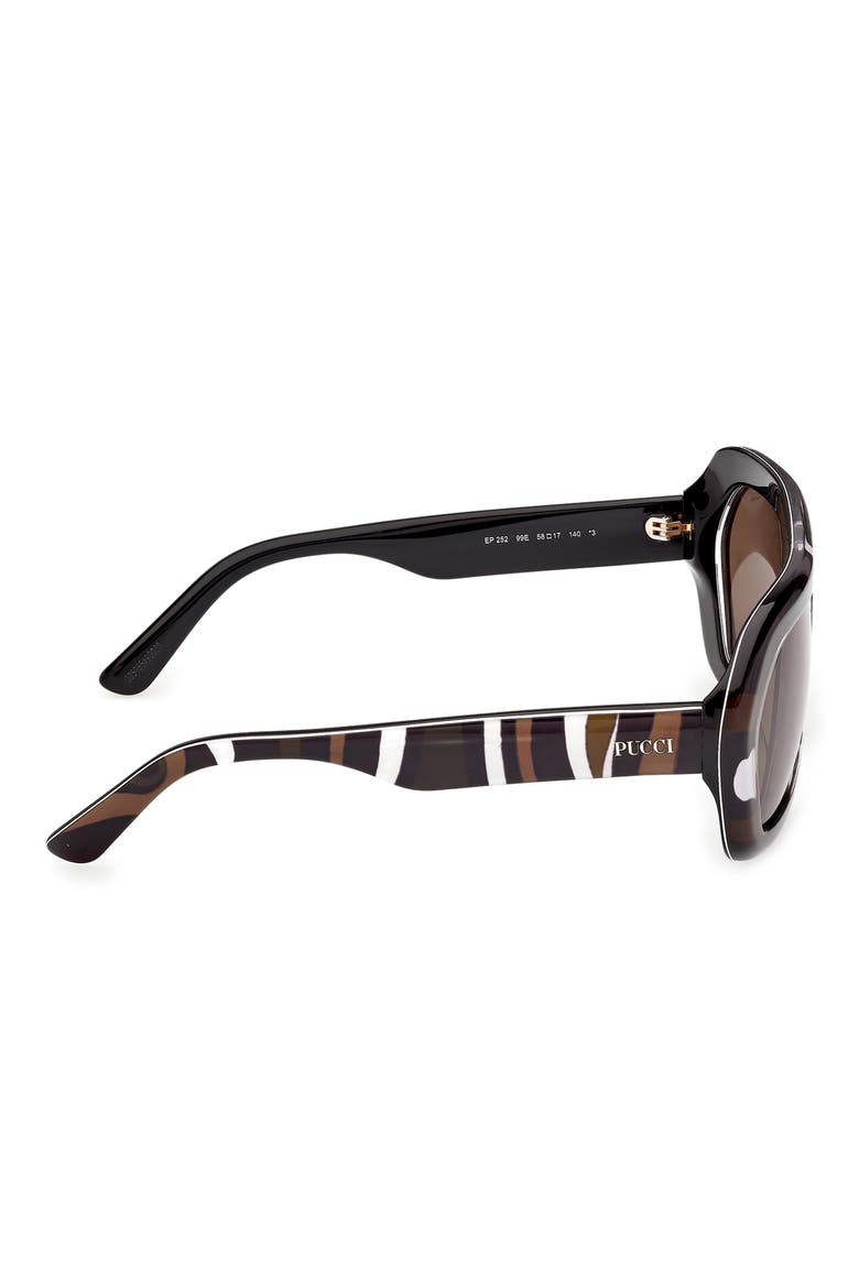 58mm Square Sunglasses, Alternate, color, BLACK / MARMO KAKHI / OLIVE