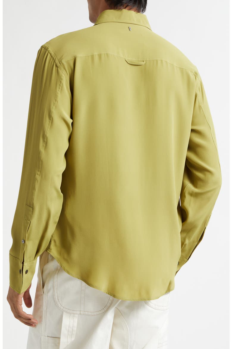 Crêpe de Chine Button-Up Shirt, Alternate, color, MATCHA