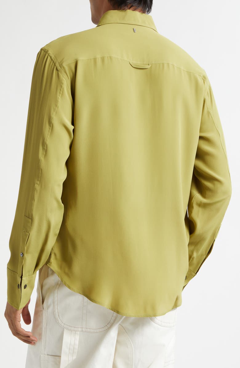 AMI PARIS Crêpe de Chine Button-Up Shirt, Alternate, color, Matcha