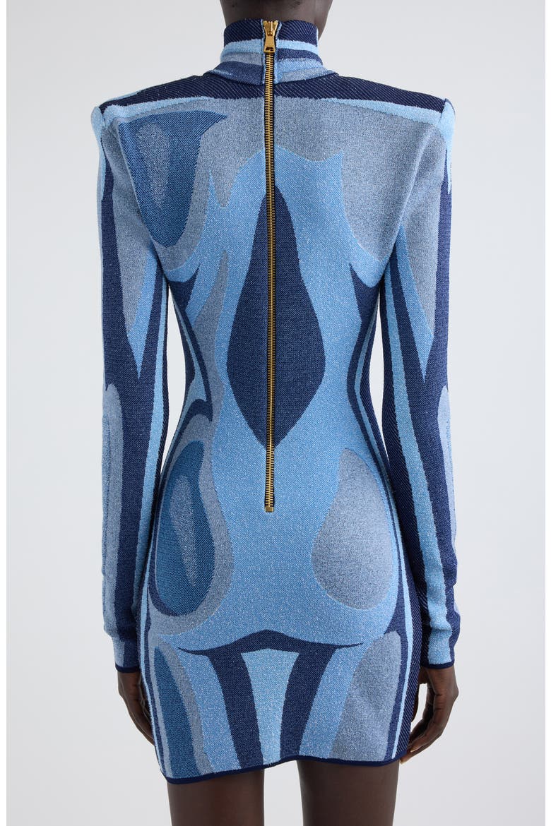 balmain blue body dress Balmain V-neck Striped Mini Dress