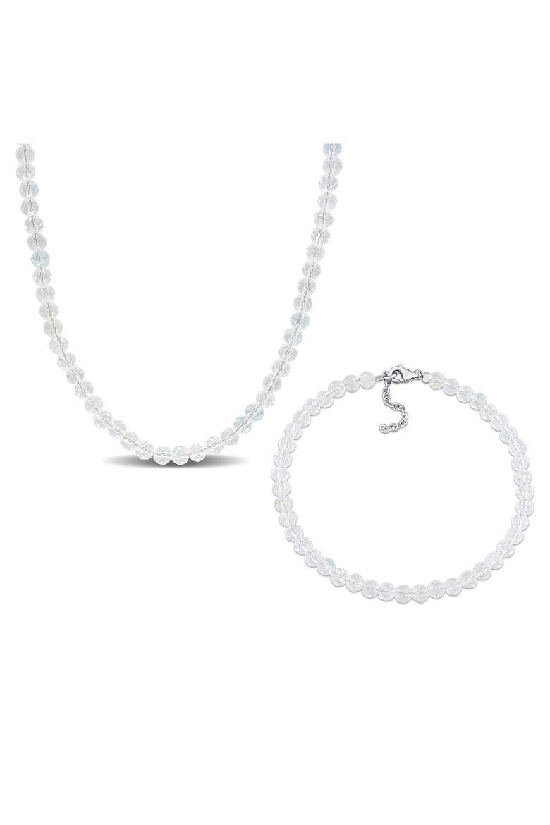 White Topaz Beaded Necklace & Bracelet Set, Main, color, WHITE