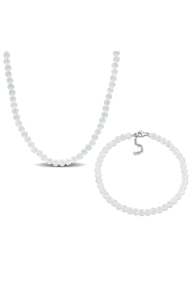 DELMAR White Topaz Beaded Necklace & Bracelet Set, Main, color, White