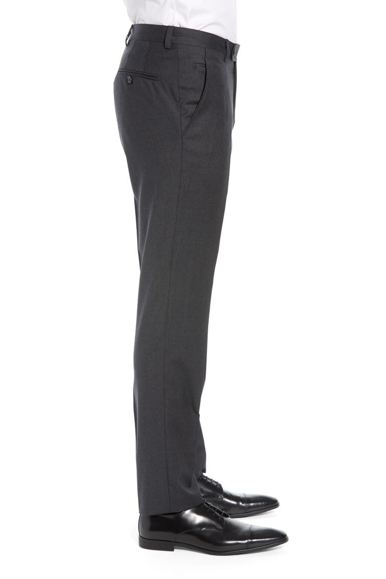 Jerome Flat Front Solid Wool Dress Pants, Alternate, color, CHARCOAL