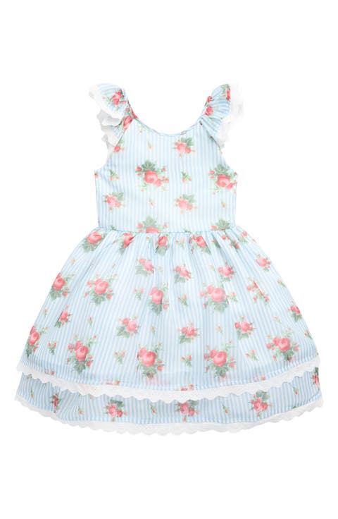Kids' Joyce Floral Stripe Fit & Flare Dress (Toddler & Little Kid)