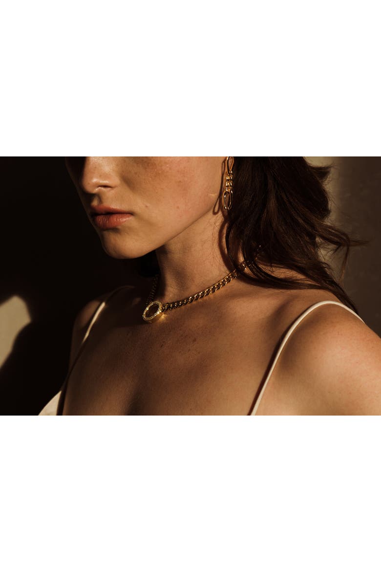 Eterna Pave Link Choker, Alternate, color, Yellow Gold