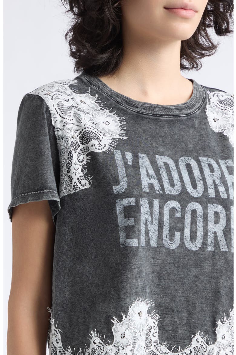 J'Adore Encore Lace Graphic Tee, Alternate, color, WASHED BLACK/ IVORY