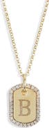 MESHMERISE Diamond Initial Dog Tag Pendant Necklace