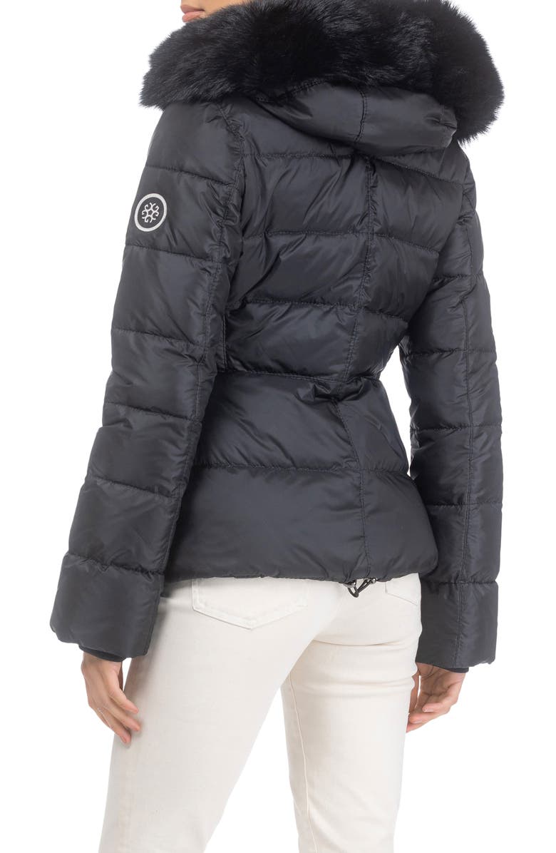 GORSKI Apres-Ski Horizontal Short Parka with Detachable Toscana Lamb Hood Trim, Alternate, color, Black/Black