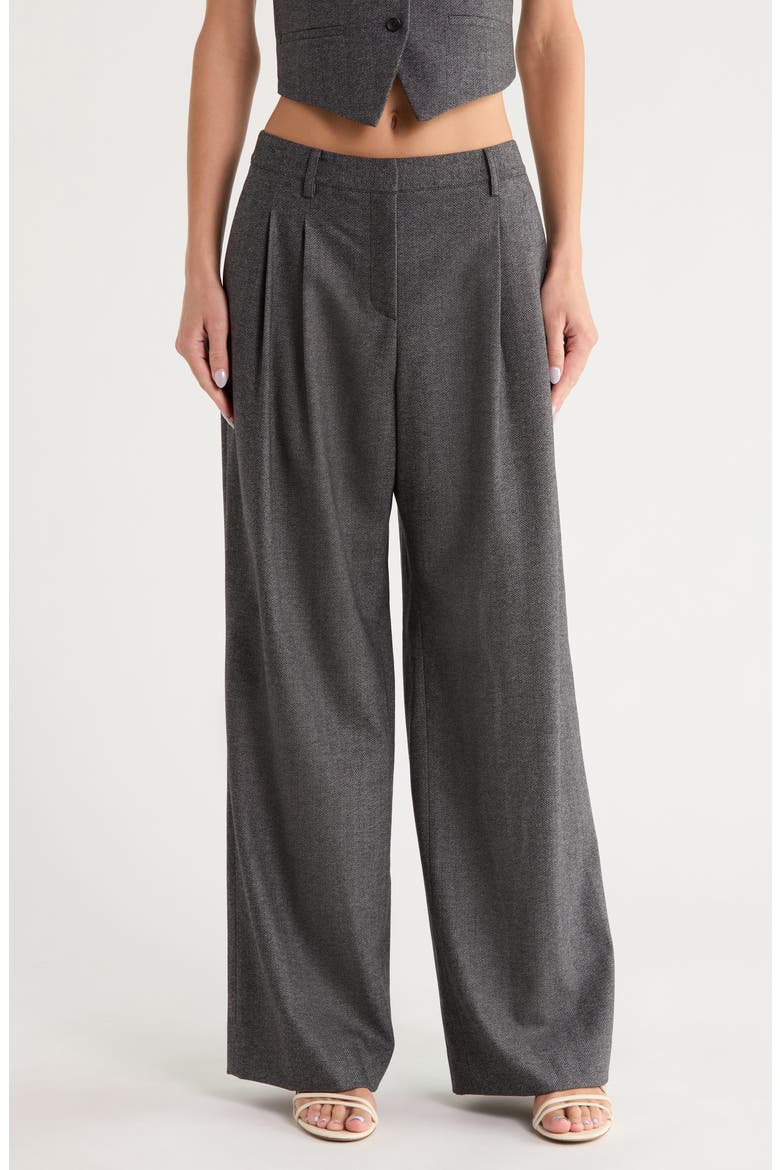 Sulli Pleated Wide Leg Wool & Cashmere Blend Pants, Main, color, MEDIUM HEATHER GREY