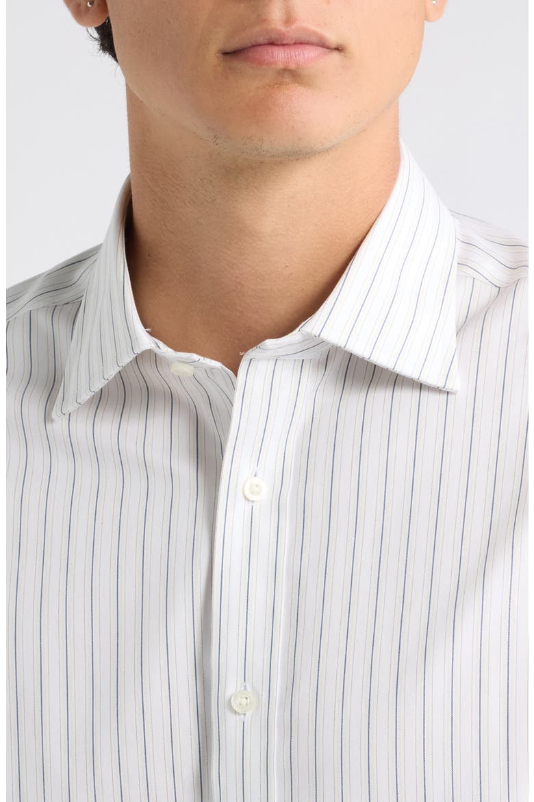 Modern Fit Striped Pima Cotton Shirt, Alternate, color, CHESTNUT STRIPE