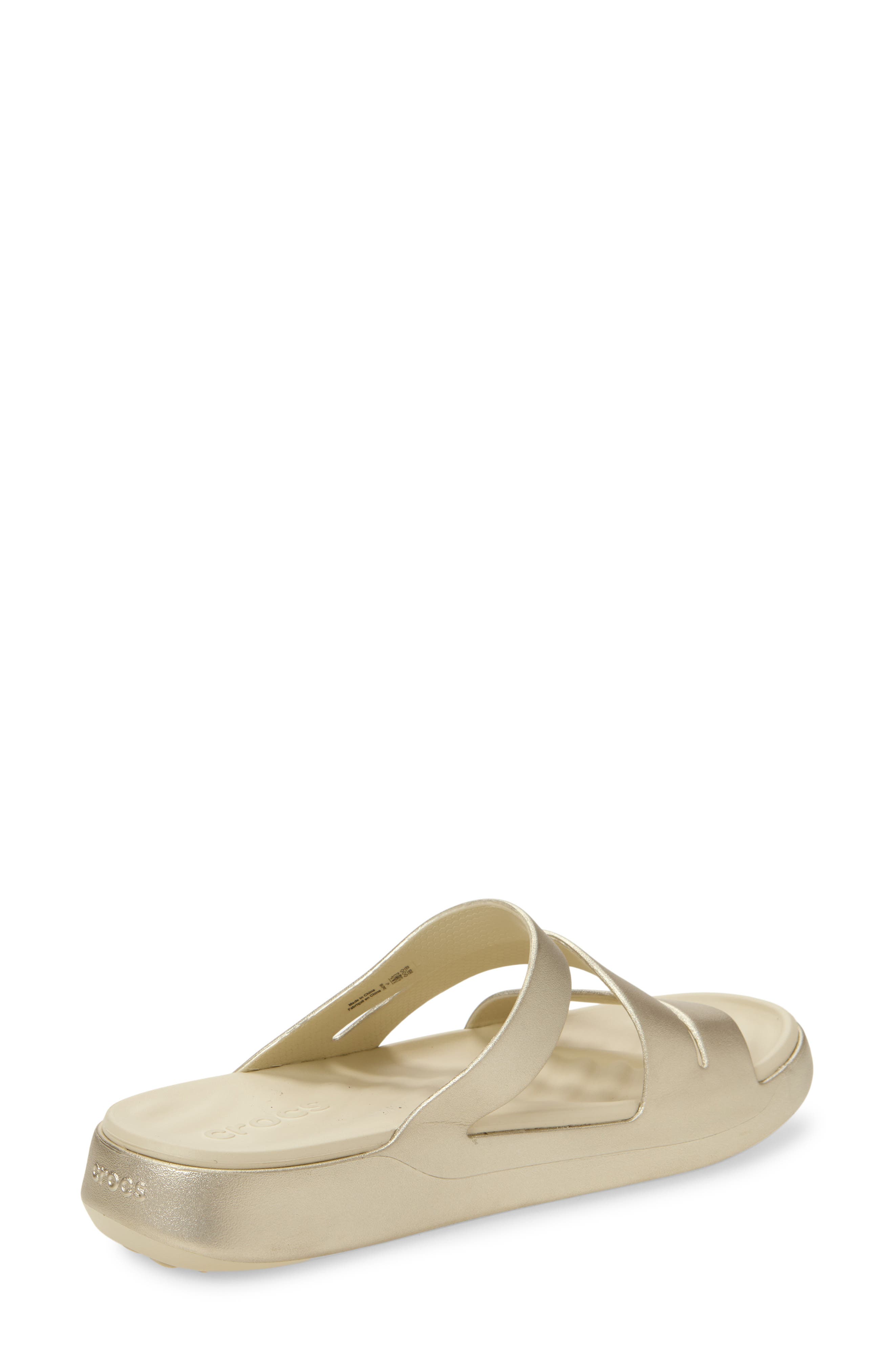 CROCS Getaway Waterproof Strappy Slide Sandal, Alternate, color, Champagne Metallic