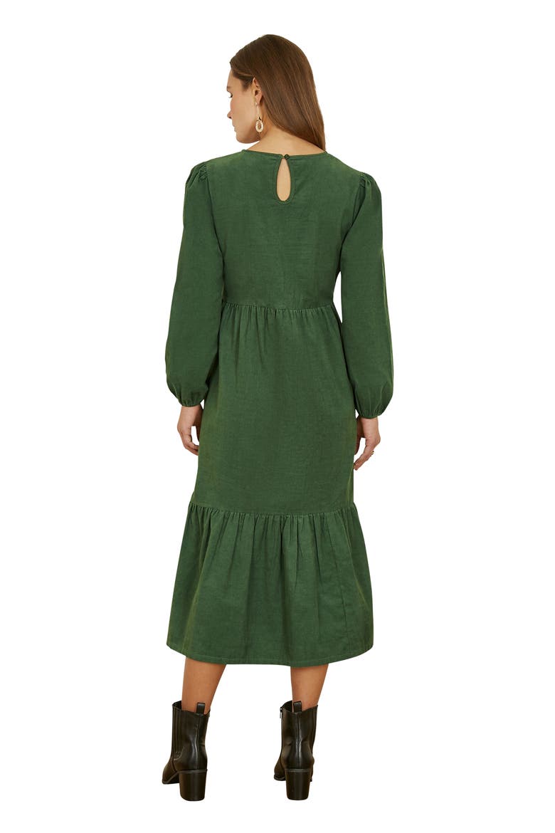 Long Sleeve Embroidered Midi Dress, Alternate, color, Green