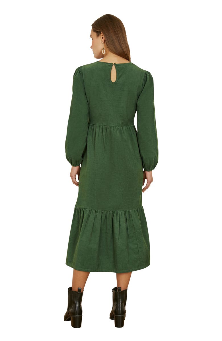 Yumi Long Sleeve Embroidered Midi Dress, Alternate, color, Green