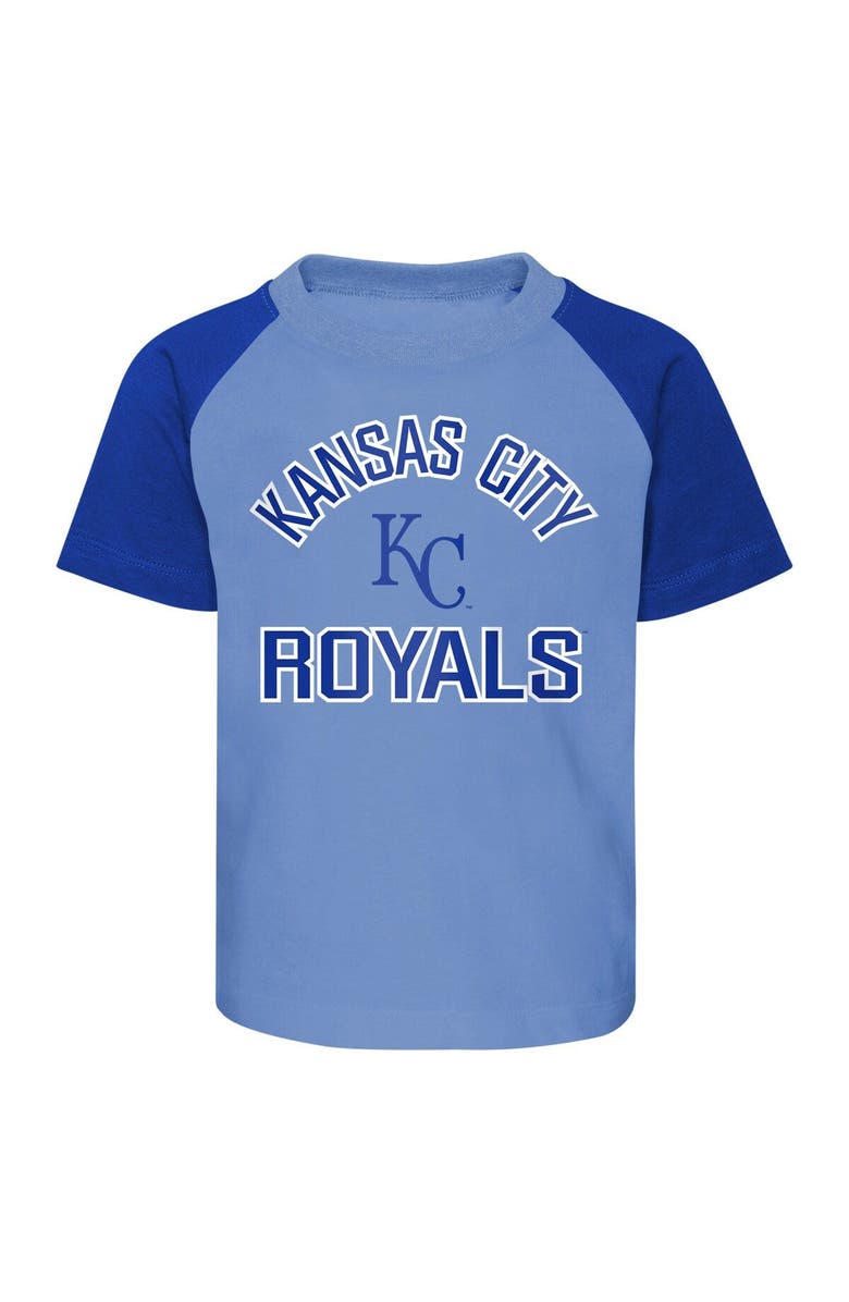 Outerstuff Infant Light Blue/Heather Gray Kansas City Royals Ground Out Baller Raglan T-Shirt and Shorts Set, Alternate, color, Light Blue