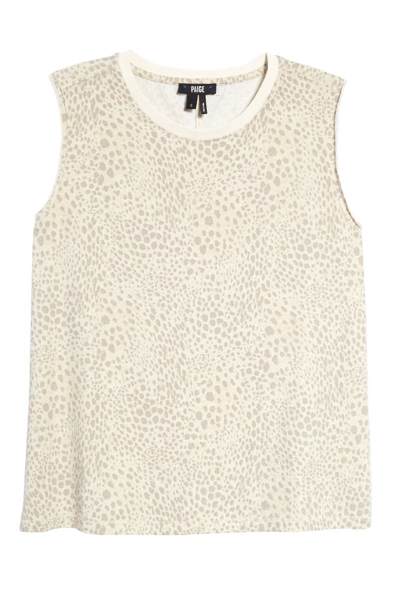 Ryo Animal Print Stretch Cotton Tank Top, Alternate, color, ECRUMULTI